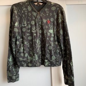 Bomber jacket succulent wildflower print